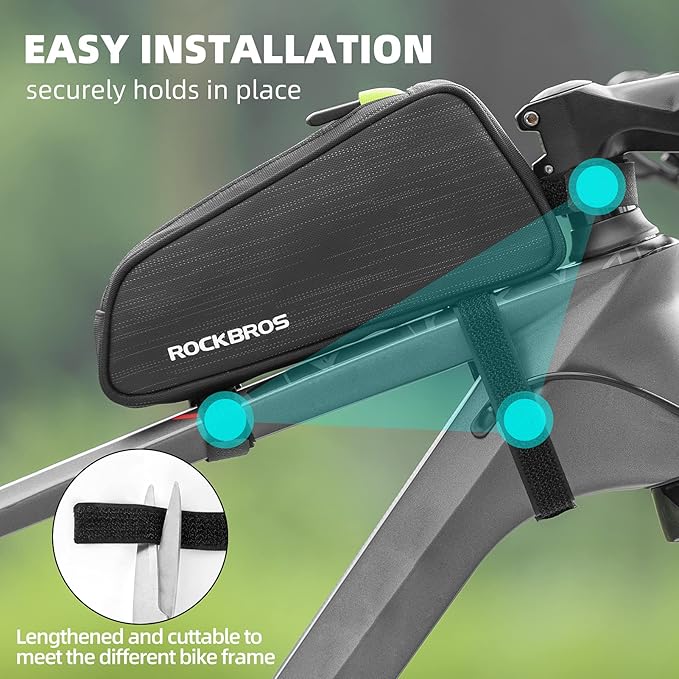 ROCKBROS Top Tube Bike Bag Bike Frame Bag Bicycle Bag Bike Pouch Pack Cycling Accessories for Road Mountain Bike Compatible with iPhone 11 XS Max XR Fit 6.5”