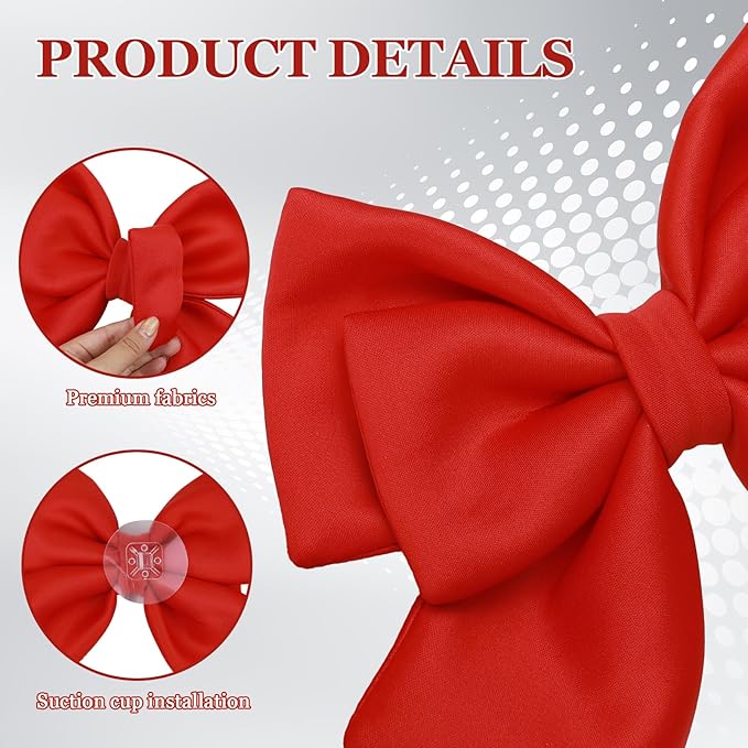 Bow Helmet Accessory, 8.07"x11.22" Stylish Motorcycle Helmet Bow Decoration for Women, Removable Cute Fashion Ribbon Bows Ornament for Motorcycle Scooter E-Bike Helmets (Red)