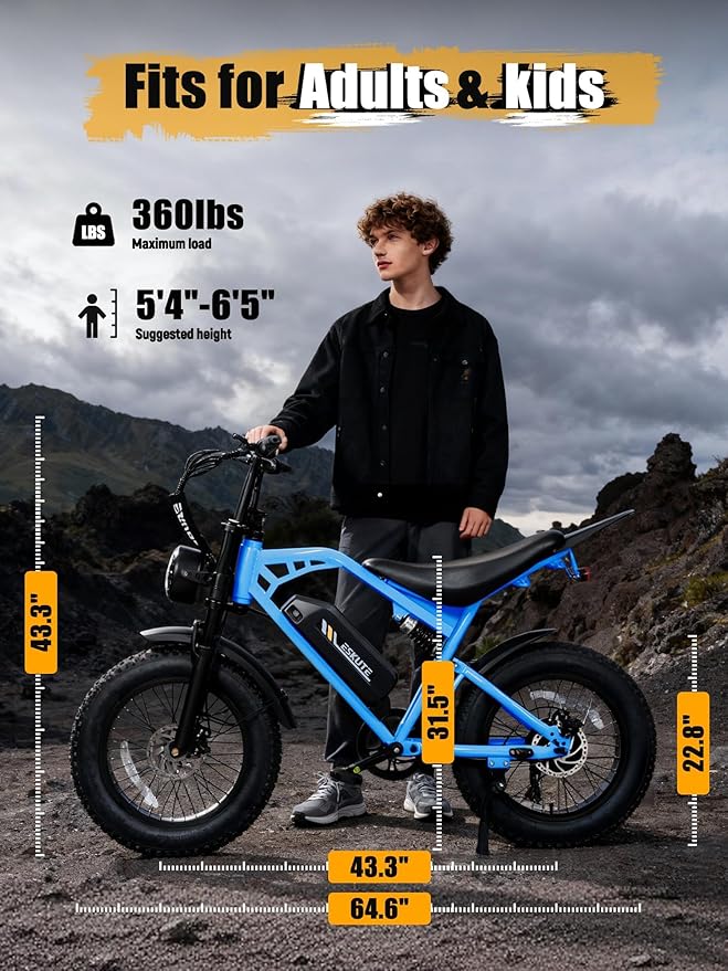 V100/V200 1500W Peak Electric Bike for Adults, 28MPH 48V13&20.8 Ah Removable Battery, 16/20"x4.0" Fat Tire, 7-Speed E-Bike with Dual Suspension – Commuter Ebike for Men & Women