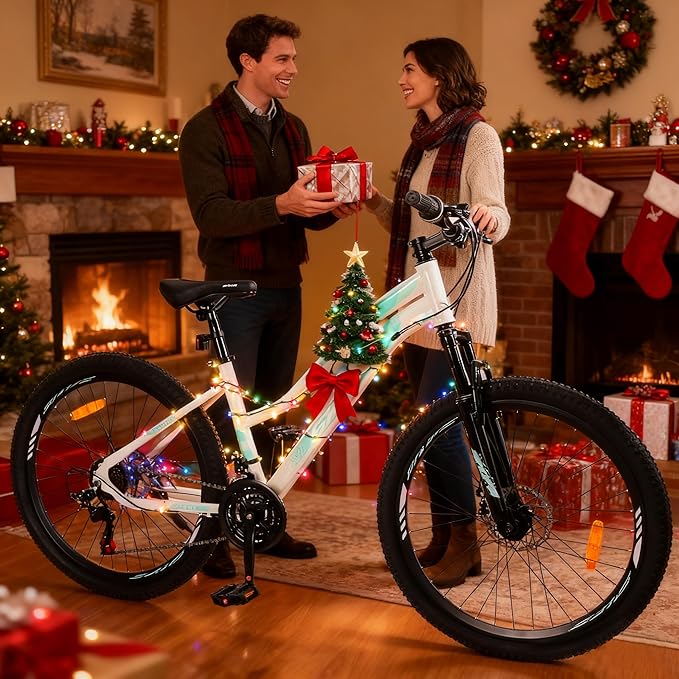 24/26 Inch Mountain Bike for Women & Girls, Twist Shifter, Dual Disc Brakes, Lockout Fork, 2.35" All Terrain Tires, Low Step Steel Frame, 85% Pre-Assembled
