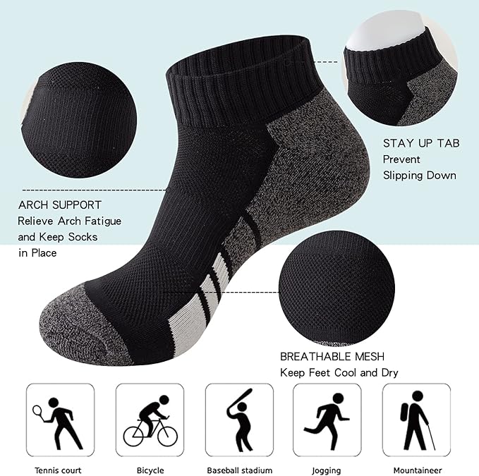 Sock Amazing 6 Pairs Men's Socks Low Cut Ankle Sock Cushion Non Slip No Show Breathable Running Socks for Cycling Fitness