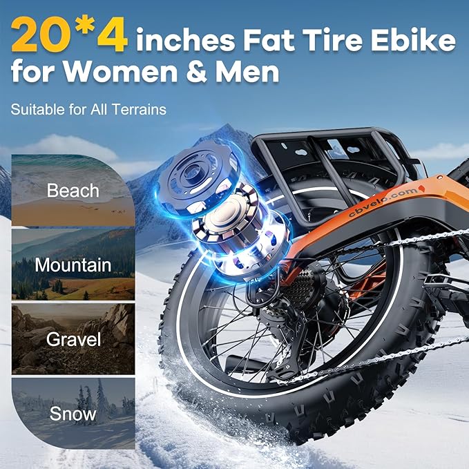 1000W(Peak 2000W)Folding Electric Bike for Adults,35MPH 100Mile,48V 25Ah Removable Battery,20" x 4.0 Fat Tire Foldable Electric Bicycle,8-Speed Electric Mountain E-Bike,UL Certified Commuter Ebikes