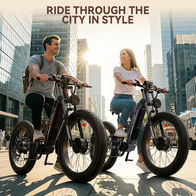 FREESKY 4000W Dual Motor Electric Bike for Adults, 48V 30AH Samsung Cells Battery 120Miles Range, 40MPH AWD Fast E-Bike, 26" Fat Tire Full Suspension Electric Mountain Bike, UL2849 Certified by TÜV