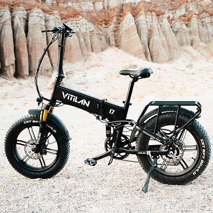 VITILAN I7 Pro 3.0 Electric Bike, 1200W Motor & 48V 20Ah Sam-Sung Battery, App with Location, 20" Fat Tire Folding Ebike, All-Terrain Full Suspension, Hydraulic Brakes, Fit for Short People