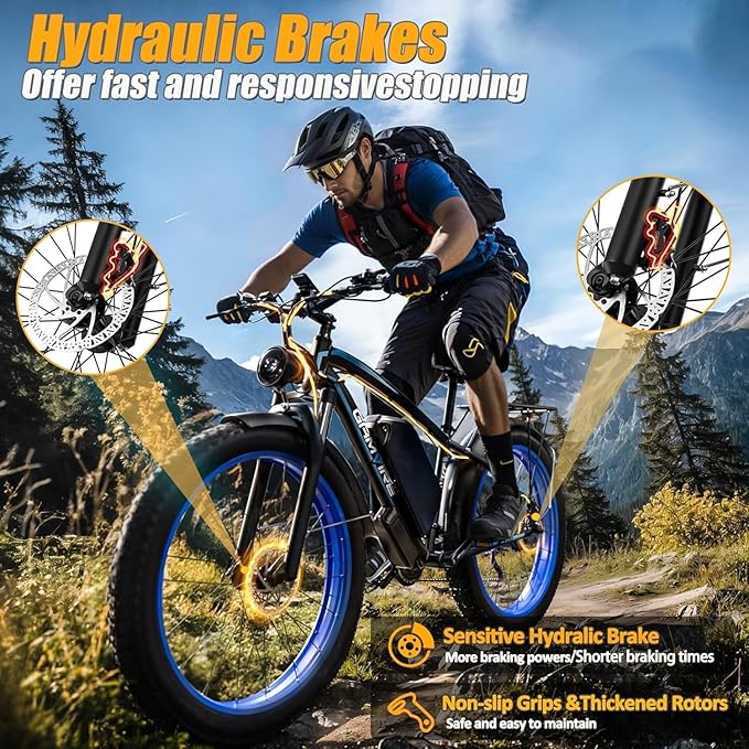Ebike for Adults Electric, 52V 19.2Ah/32Ah, Peak 2000W/2500W E-Bike, 36/40MPH, 70 Miles/100Miles, Hydraulic Disc Brake, Off Road Snow Mountain E-Bike, 24"/26" Fat Tire Electric Bicycle UL2849 by SGS