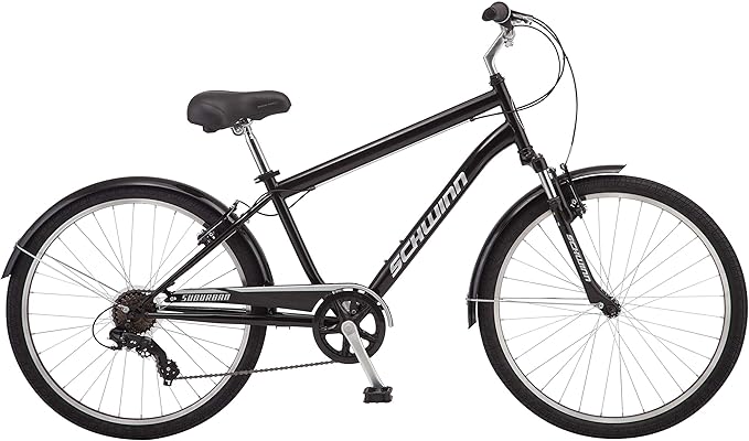 Schwinn Suburban Adult Comfort Bike, Men and Women, 26-Inch Wheels, 7 Speed Drivetrain, 16 or 17-Inch Aluminum Frame, Alloy Linear Hand Brakes