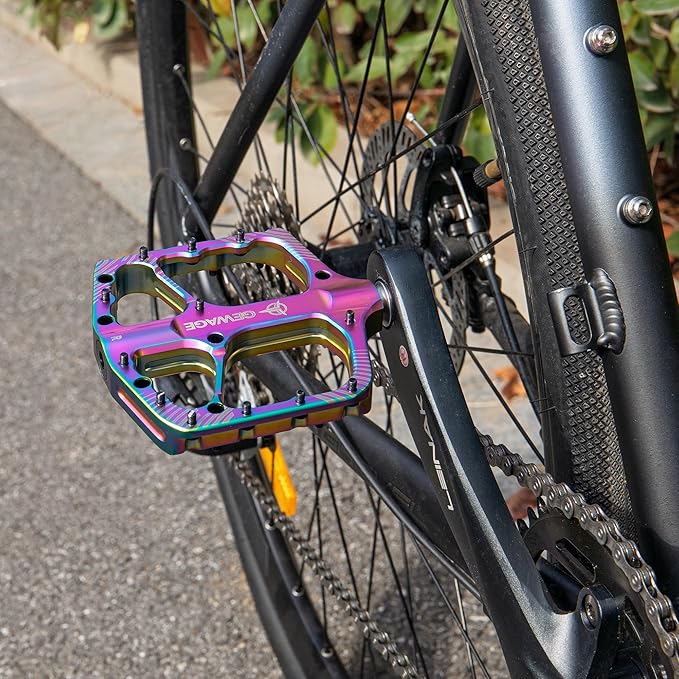 Mountain Bike Pedals -Bicycle Flat Pedals Aluminum 9/16" Sealed Bearing -Wide Platform for Road Mountain Gravel BMX MTB Bike Ideal for Downhill & Trail