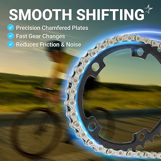 BlueStars 11 Speed Bike Chain 1/2 x 11/128 Inch (116 Links) with Quick Link - Anti-Rust Bicycle Chain - for MTB/Road/Gravel/Cyclocross Bikes - Compatible with Shimano SRAM Campagnolo