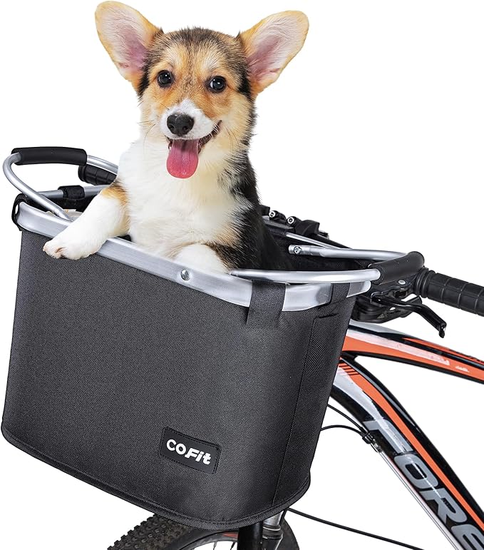 COFIT Detachable Bike Basket, Multi-Purpose Bicycle Handlebar Basket for Pet, Shopping, Commuter, Camping and Outdoor