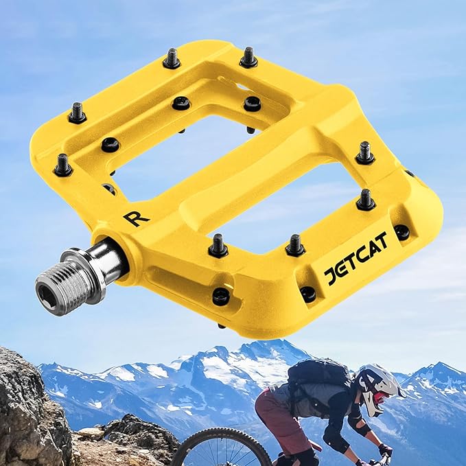 Mountain Bike Pedals Flat - MTB Pedals Flat, Bicycle Pedals for BMX/MTN/Road/Gravel/EBike, BMX Pedals, Platform Pedals, Adults & Kids Bike Replacement Upgrades Parts 9/16