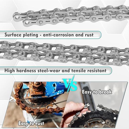BUCKLOS 6/7/8/9/10/11/12 Speed Bike Chain, High Performance Lightweight Bicycle Chains for Road Bike/Mountain Bike/Ebike,Compatible with Shimano, SRAM, Campagnolo Silver/Gold