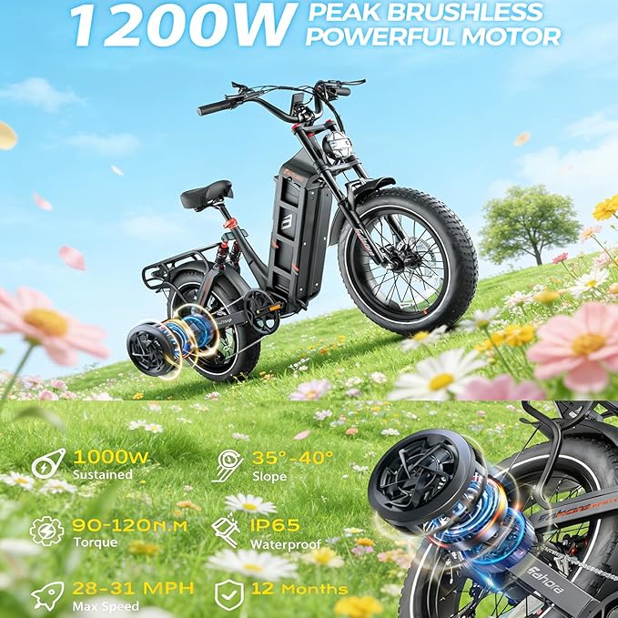eAhora 2026 Latest Juliet Pro 2 5400W Dual Motor Electric Bike for Adults 43MPH 60V 70Ah 220+Miles Long Range Electric Bicycle 20" Fat Tire Full Suspension Mountain E-Bike All Terrain APP Control