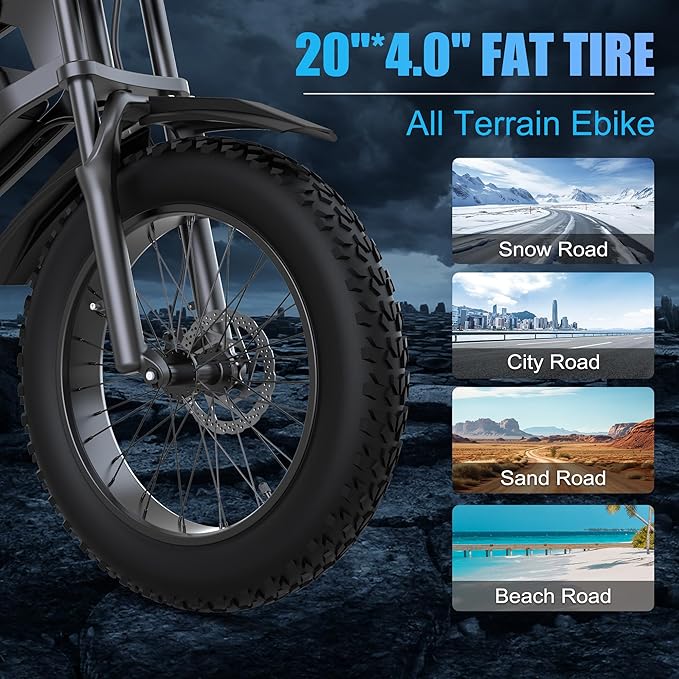 Retro Electric Bike for Adults,48V 20AH-1500/3000W Peak Motor Electric Bicycle-Max Speed 31-35MPH-Max 80 MI Range-20" x 4.0" Fat Tire Ebike,7-Speed, Dual Shock Absorber - UL 2849