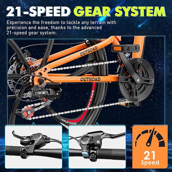 26 Inch Folding Mountain Bike, 21 Speed Full Suspension Bicycle Dual Disc Brake Non-Slip Quick Release tire for Adults Men Women(Balck/Pink/Green/Orange/White/Purple)