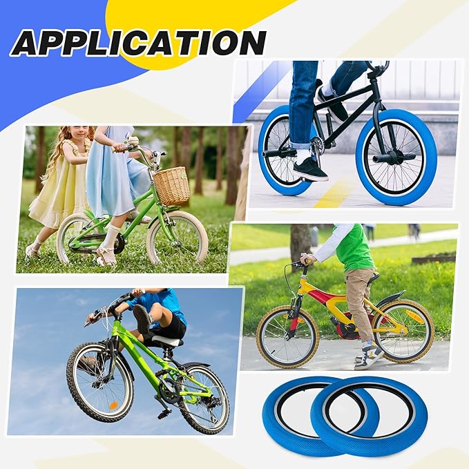 20 x 2.4 inch Bike tire Blue BMX tire 20 inch 2 Pack 20 Bike Tires,Kids Bike Tires Folding Replacement Tires Suitable for Bicycle Tires 20x2.35 20x2.4,20x2.5,3 Colors