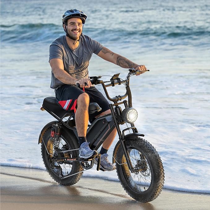Jasion 3000W/2000W Electric Bike for Adults Teens,Electric Dirt Ebike 80/55 Miles Range,Moped Style E Bike 32/28MPH,20"/16"*4 Fat Tire Off Road Bike with Cruise Control,Dual Suspension E Motorcycle