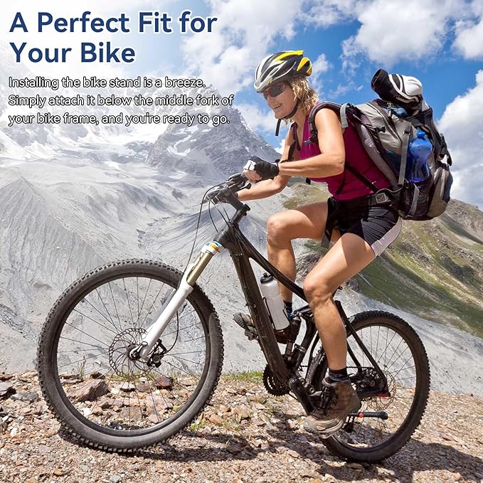 Adjustable Bike Kickstand, Center Mount Bike Double Leg Kickstand Aluminium Alloy Bicycle Kickstand for 24, 26, 27.5, 29 Inch Adult Bikes, Perfect for Cruiser, Road and Hybrid Bike
