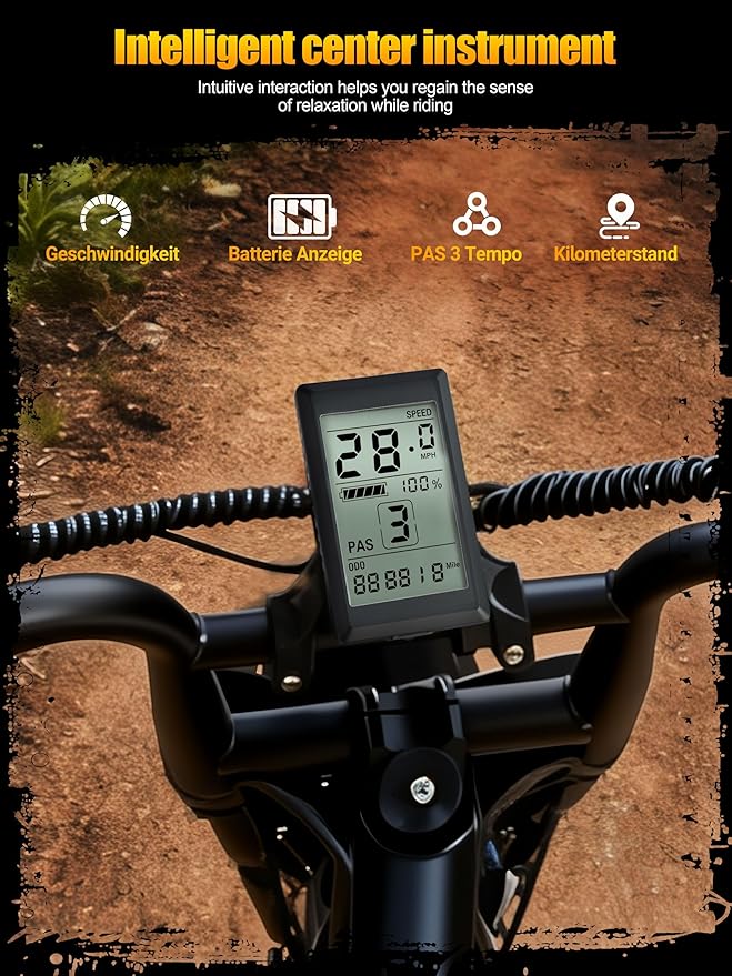 ESKUTE V100 Electric Bike for Adults, Electric Dirt Bike 1500W Peak Motor, All Terrain Dual Suspension E Bike 28MPH Top Speed, Ebike Up to 60 Miles Range, 16" Fat Tire, 48V13Ah Battery, 7-Speed