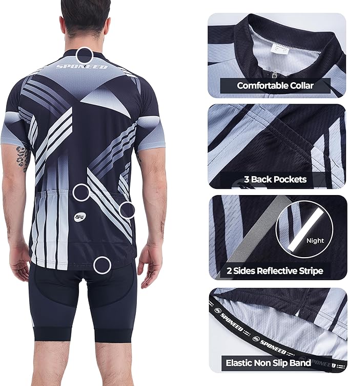 sponeed Cycling Jersey Short Sleeve Suits Men Bike Clothing Road Bicycle Shorts Padded Outfits