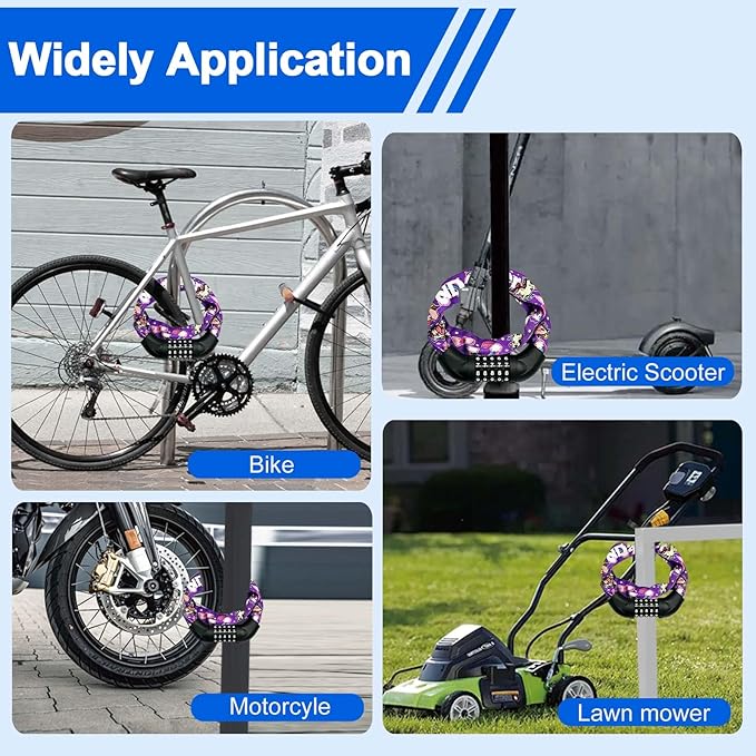 NDakter Bike Lock, 5 Digit Combination Heavy Duty Anti Theft Bicycle Chain Lock, 2.62/3.2/4.27/5/6Ft Long, High Security Resettable, Suitable for Bike, Scooter, Door, Gate, Fence-4/6mm Thick