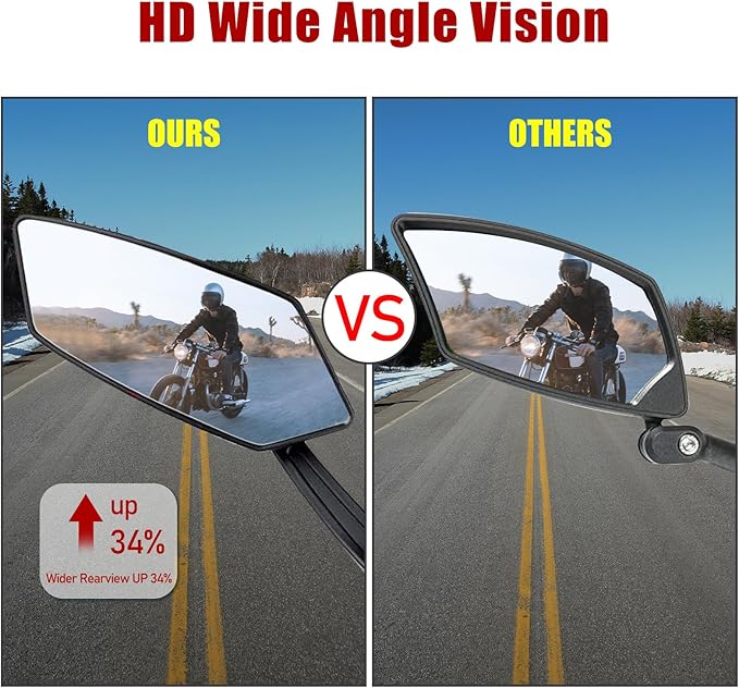 1 Pair Bike Mirrors, Motorcycle Cycling Rearview Mirror, 360 Degree Rotatable Adjustable Wide Angle Safe HD Glass Bicycle Handlebar Mirror Universal for Scooter MTB Road Bike E-Bike Motorcycle, etc