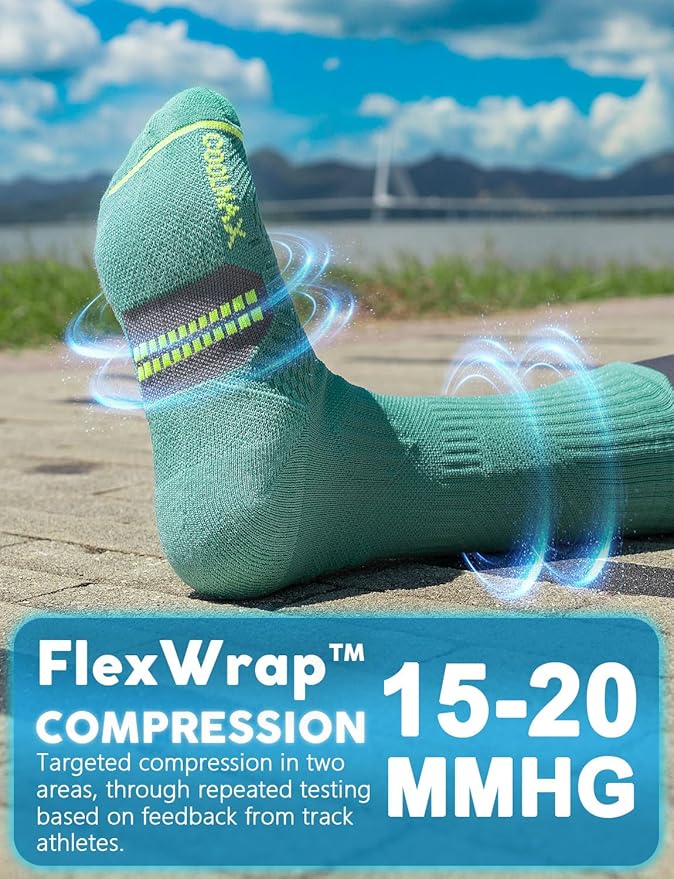 Womens Coolmax Bamboo Viscose Compression Running Crew Socks, Moisture-Wicking Anti-Blister Hiking&Gym Athletic