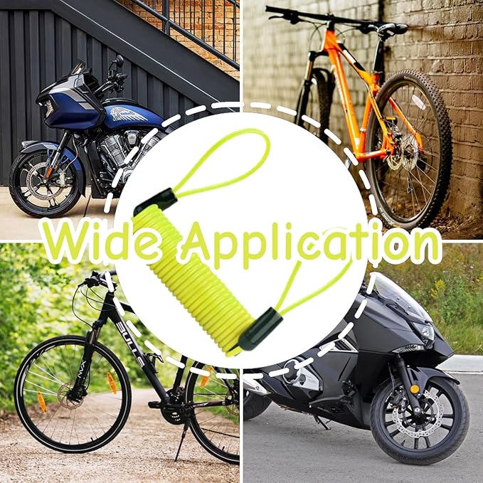 3 PCS Motorcycle Disc Brake Lock Reminder Cable Yellow Bike Helmet Lock Warning Alarm for Motorcycle Bicycle