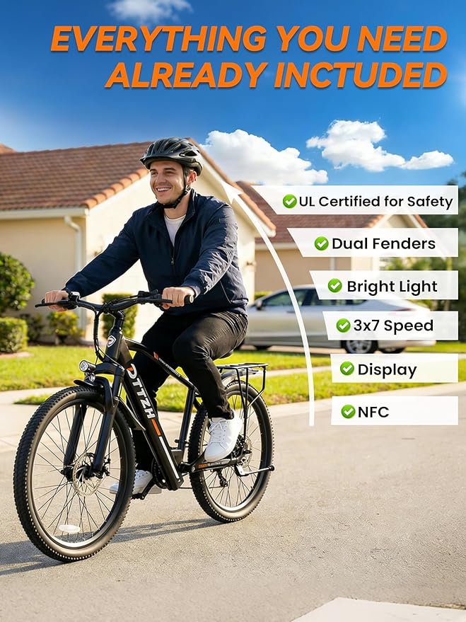 SD26 Electric Bike for Adult with NFC Unlock, 25MPH Peak 750W Ebike with 48V 13Ah & 60 Miles Max Range, 26" Commuter E-Bike for Men Women, UL 2849 Certified