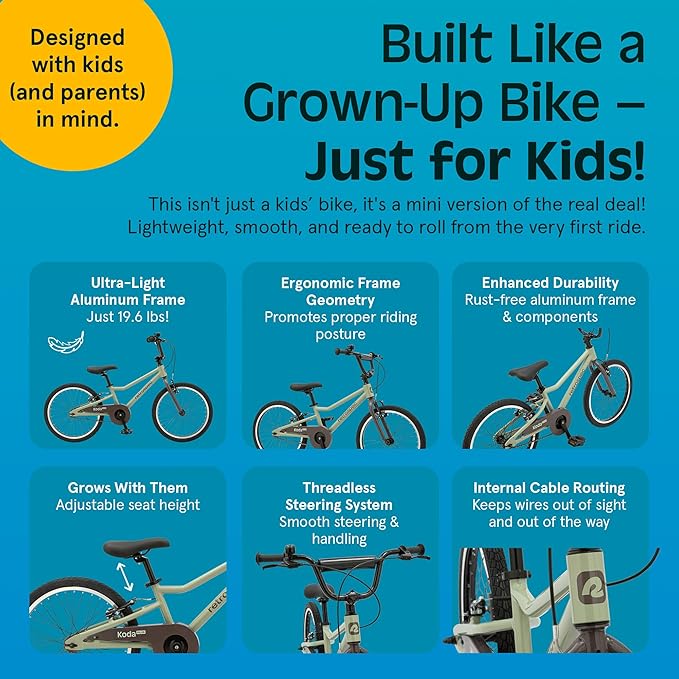 Retrospec Koda Plus Kids Bike for Boys & Girls Ages 6-8 Years - 20" Children's Bicycle, Adjustable Seat & Handlebars