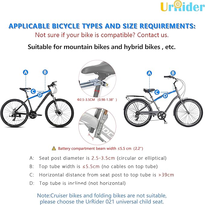 Child Bike Seat, Front Mount Kids Bike Seat,Fit Mountain Bikes, Cruiser Bikes, Folding Bikes, Ultra Light,Portable, Tool-Free, Quick-Release,Toddler Bike Seat for 2-6 Years(up to 60lbs)