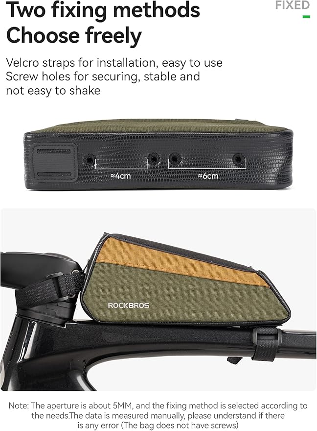ROCKBROS Bicycle Small Top Tube Bag Bicycle Front Frame Bag Waterproof Bike Bag 0.25Lwith Double Sided Pockets Perfect for MTB Road Bike Cycling Commuting and Outdoor Adventures Festival Gifts