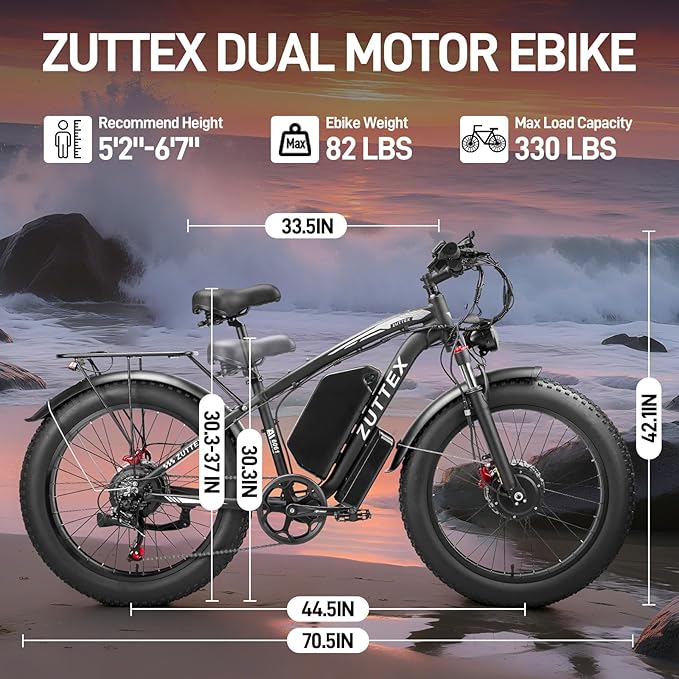 58V Max-Output Dual Motor Ebike, Peak 9000W for Adults 36AH Battery 47MPH 105 Miles Range 24 Inch Fat Tire Electric Bike LCD Display for Man Women