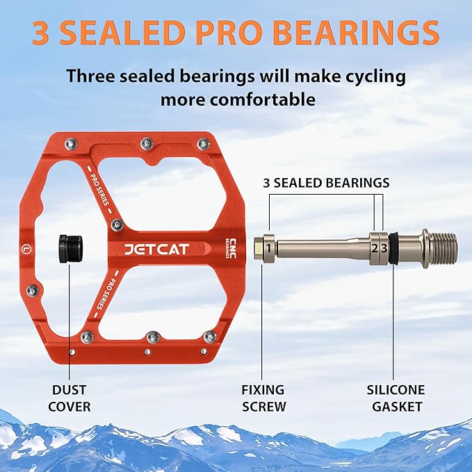 Mountain Bike Pedals Flat - MTB Pedals Flat, Bicycle Pedals, Road Bike Pedals, BMX Pedals, for BMX MTN Road Gravel EBike, Specialized Parts, Adults, Aluminum Metal Stamp 9/16"