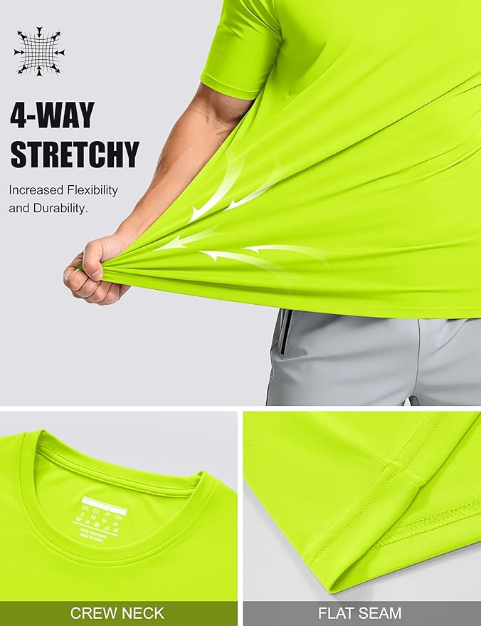 MAGCOMSEN Men's Short Sleeve UPF 50+ T-Shirt Quick Dry Workout Athletic Running Swim Tops Tee Rash Guard Performance Shirts