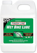 Finish Line Wet Bicycle Chain Lube – Long-Lasting Wet Style Lubricant for Road, Mountain, and Gravel Bikes – Reduces Friction and Repels Water- Shop Size – 32oz Bottle