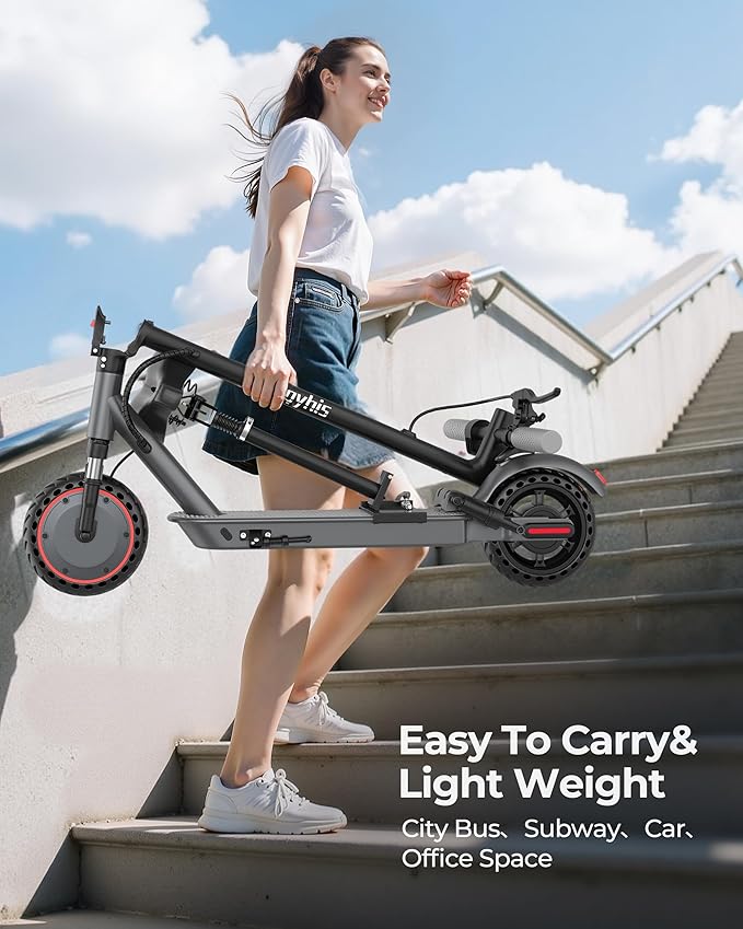 Electric Scooter for Adults - 19/22MPH & 15/22Mile Range, 8.5"/10" Solid Tires Folding Commuter E-Scooter with Dual Suspension, App Control & Dual Brake System, with Seat