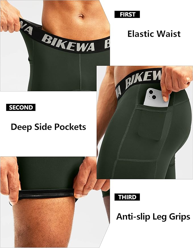 Men's 4D Padded Bike Shorts Cycling Underwear Biking Bicycle Padding Shorts for Men Side Pockets