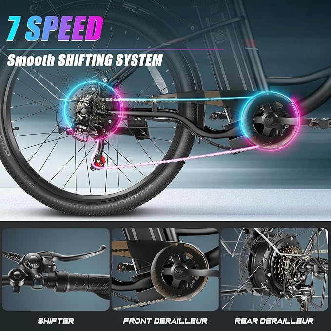 Vivi Electric Bike for Adults 1000W Peak Ebike with Removable Battery, 26'' Electric Commuter Bike 22MPH & 50 Miles Adult Electric Bicycles with Cruise Control, LCD Display, SGS Certified to UL2849