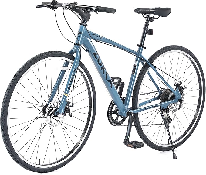 700C Road Bike with Light Aluminum Alloy Frame, 28 Inch Wheels City Bicycle with Dual Disc Brakes,7 Speeds Faster Racing Bike for Men Women Student, Sport Bike to School Work,4 Colors