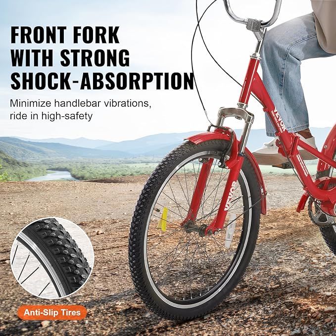 VEVOR Folding Adult Tricycle,Adult Folding Trikes, 3 Wheel Cruiser Bike with Large Basket & Adjustable Seat, Shopping Picnic Foldable Tricycles for Women, Men, Seniors