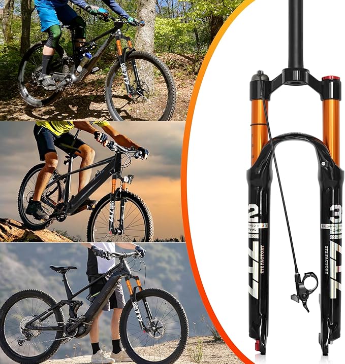 ZTZ 26/27.5/29 inch MTB Air Suspension Fork,120mm Travel, Rebound Adjustment,1 1/8 Straight Tube, QR 9mm*100mm, Manual/Remote Lockout, Ultralight Front Fork for XC/AM Mountain Bike