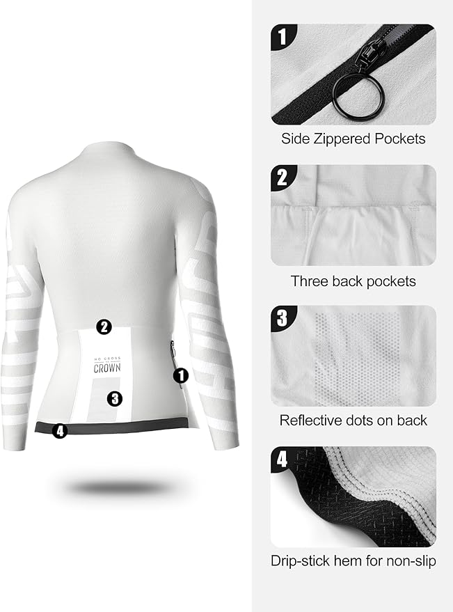 LAMEDA Cycling Jersey Women Long Sleeve, Breathable Bike Jersey with Pockets, Bike Shirts for Bicycle Road Biking Riding