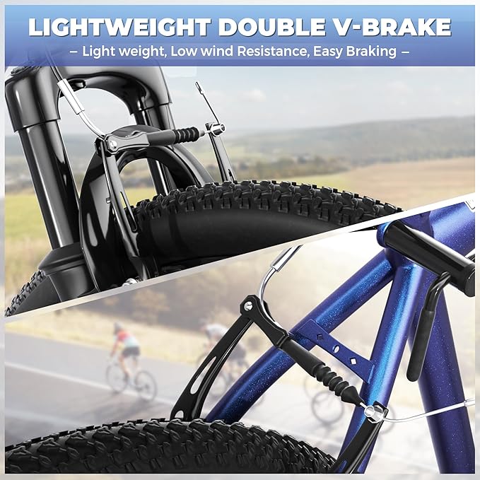 Outroad 26 Inch Mountain Bike, 7/21-Speed/High-Carbon Steel/Aviation Grade Frame, Dual Disc/V Brake, Adjustable Ergonomic Seat Bicycle for Men Women Adult, Quick Assembly in 20 Minutes