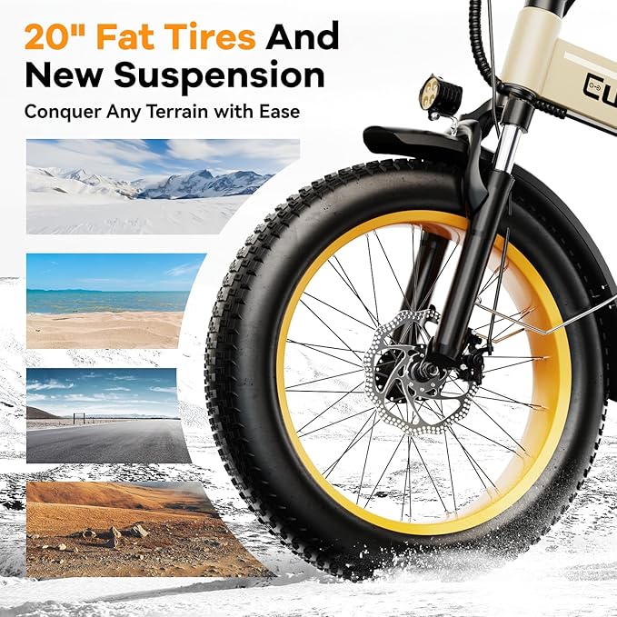1000W Folding Electric Bike,48V 20AH Removable Battery E Bike,30+MPH,80 Miles Max Range Electric Bike for Adults,20" Fat Tire Foldable ebike,Adult Electric Bicycle for Commute Beach Snow