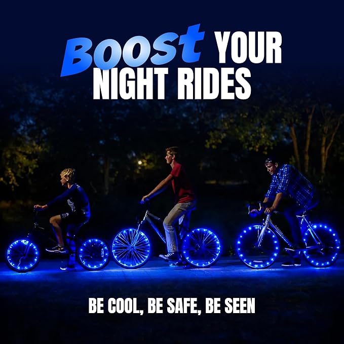 Activ Life 2-Tire Pack LED Bike Wheel Lights with Batteries Included, Get 100% Brighter and Visible from All Angles for Ultimate Safety and Style