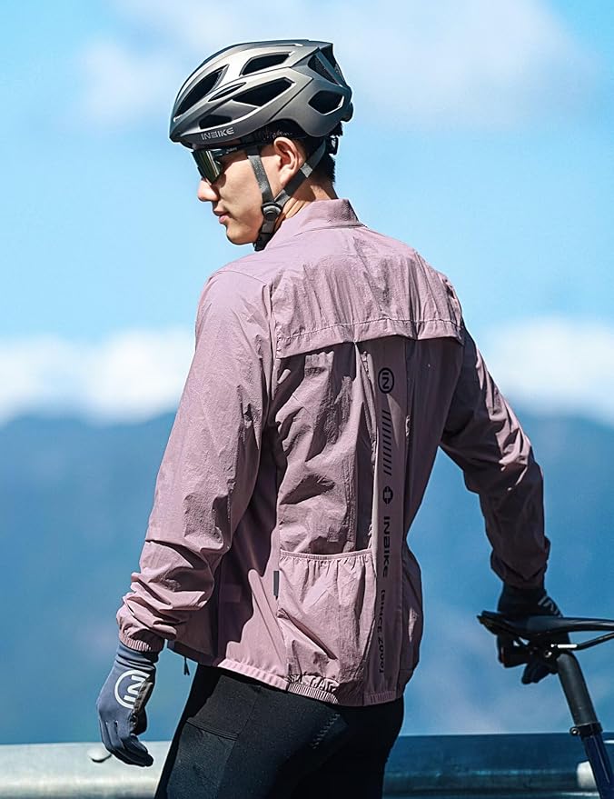 INBIKE Cycling Jacket for Men Women, Windproof Lightweight Running Windbreaker, Breathable Quick Dry Reflective Biking Coat
