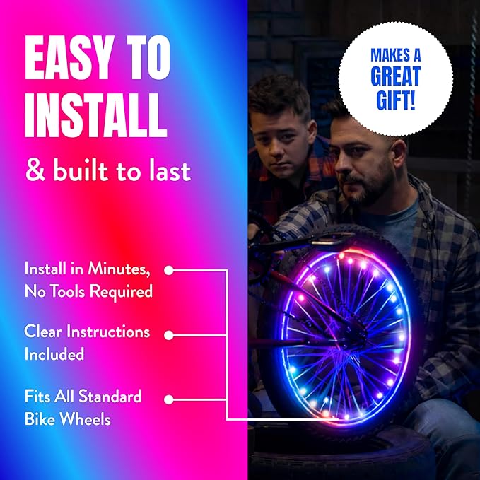 Activ Life 2-Tire Pack LED Bike Wheel Lights with Batteries Included, Get 100% Brighter and Visible from All Angles for Ultimate Safety and Style