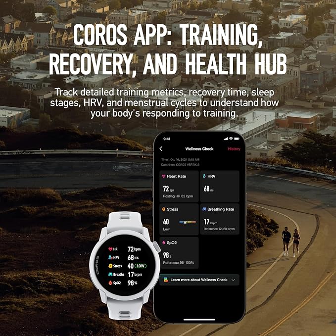 COROS PACE 4 Ultralight Sport GPS Watch, 1.2" AMOLED Touchscreen,19 days of daily use, Voice Features, Advanced Training Tools, Accurate GPS, Heart Rate Monitor, Navigation, Run, Bike - White Silicone