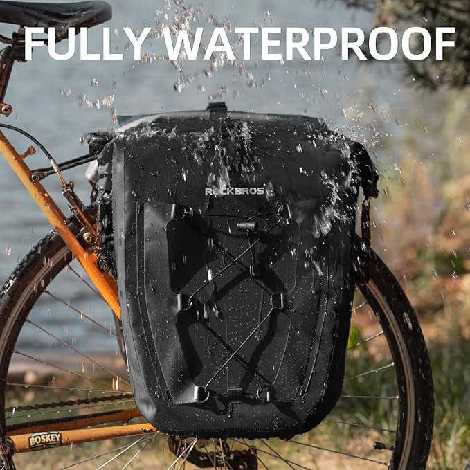 ROCKBROS Bike Panniers Waterproof Bike Rear Rack Bag Max 30L Large Capacity Bike Rear Panniers for Cycling Traveling Commuting 2 Pack