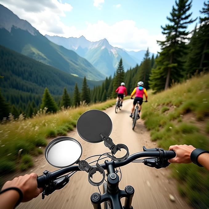 2Pcs Black Adjustable Rear View Mirror for Bikes, Universal Rearview Mirror for Handlebars, Wide Angle Acrylic Convex Safety Mirrors for Adult Bikes/Kids/Road/Mountain Bike